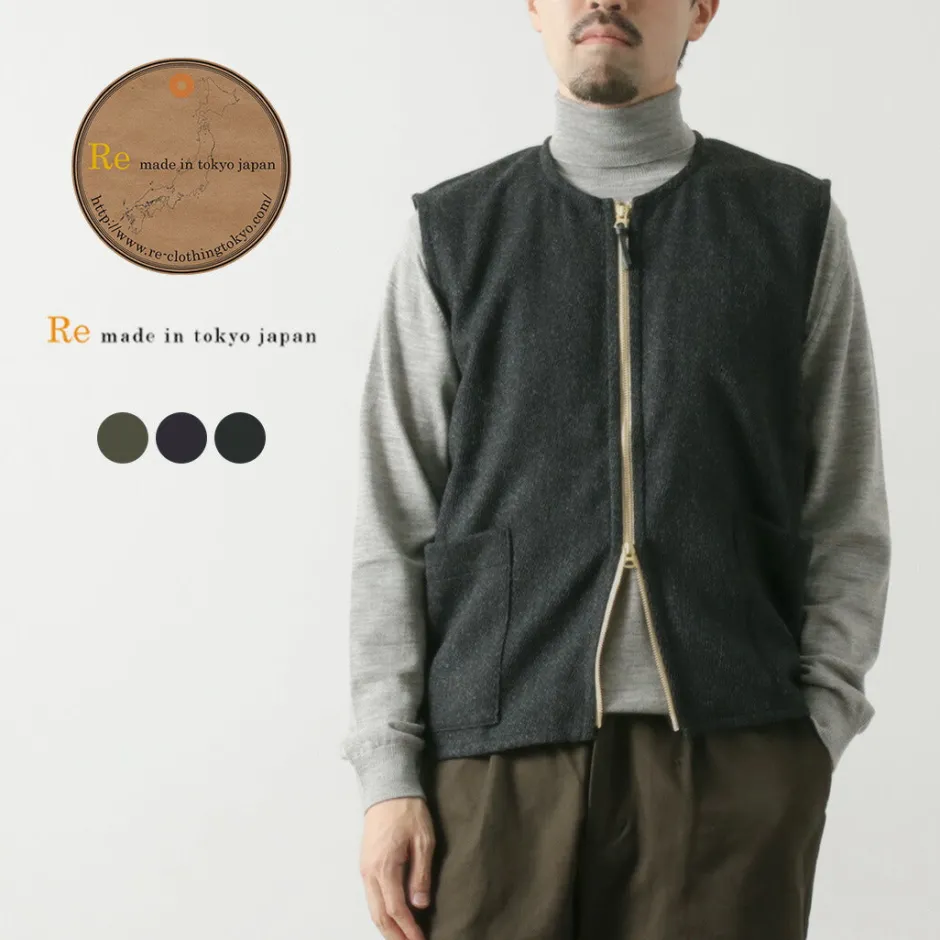 Vests^RE MADE IN TOKYO JAPAN / Wool Cashmere Kersey Crew Vest