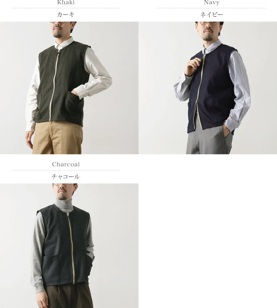 Vests^RE MADE IN TOKYO JAPAN / Wool Cashmere Kersey Crew Vest