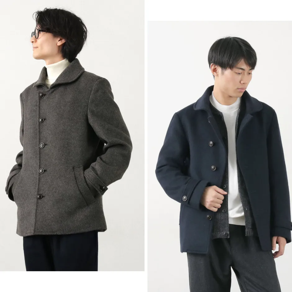 Coats^RE MADE IN TOKYO JAPAN / Wool Melton Stand Collar Pea Coat
