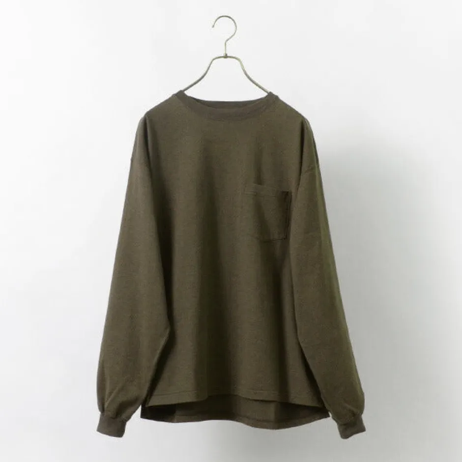 T-Shirts^REMI RELIEF / Melange jersey long sleeve crew pocket T-shirt