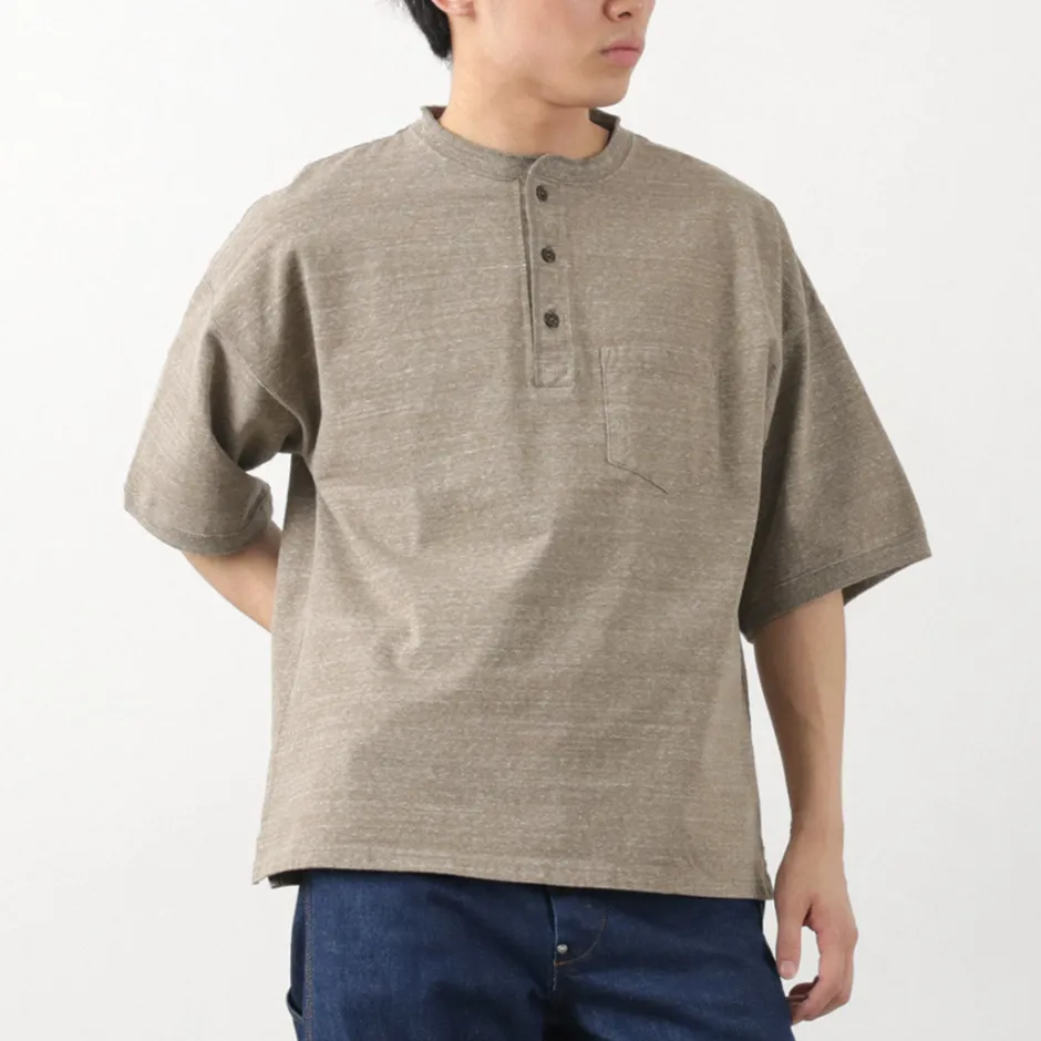 T-Shirts^REMI RELIEF / Melange jersey short sleeve henley neck pocket T-shirt