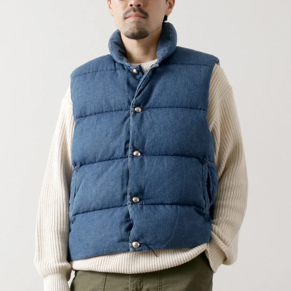 Down Wear | Vests^REMI RELIEF / Natural Processed Denim Down Vest