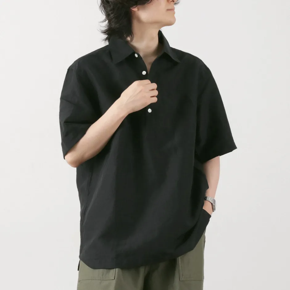 Shirts^ROCOCO / Cupro linen woven poloshirt