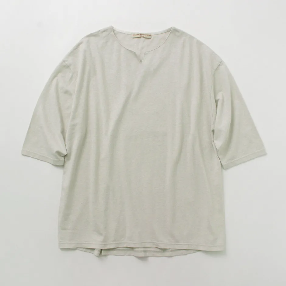 T-Shirts^ROCOCO / Linen Cotton Key Neck T-Shirt