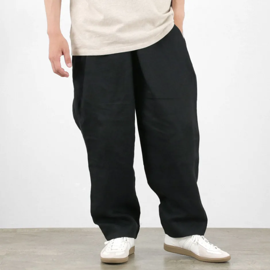 Trousers^ROCOCO / Vintage Linen Wide Tucked Easy Pants