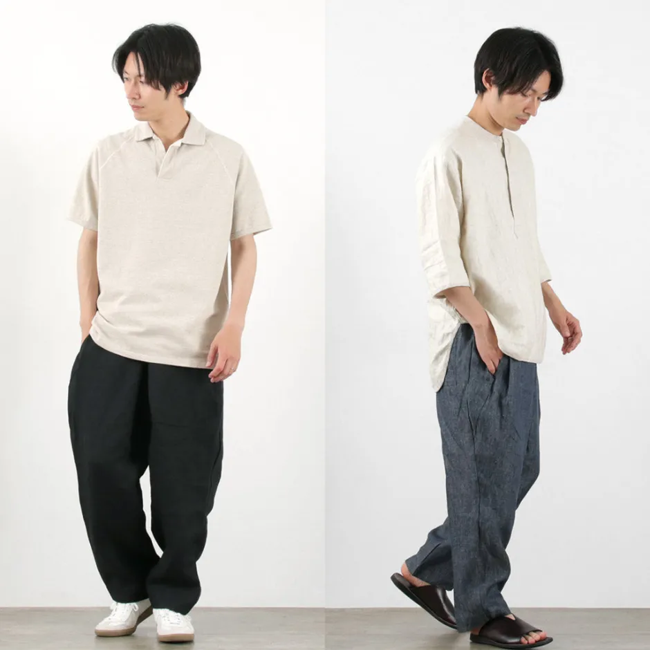 Trousers^ROCOCO / Vintage Linen Wide Tucked Easy Pants