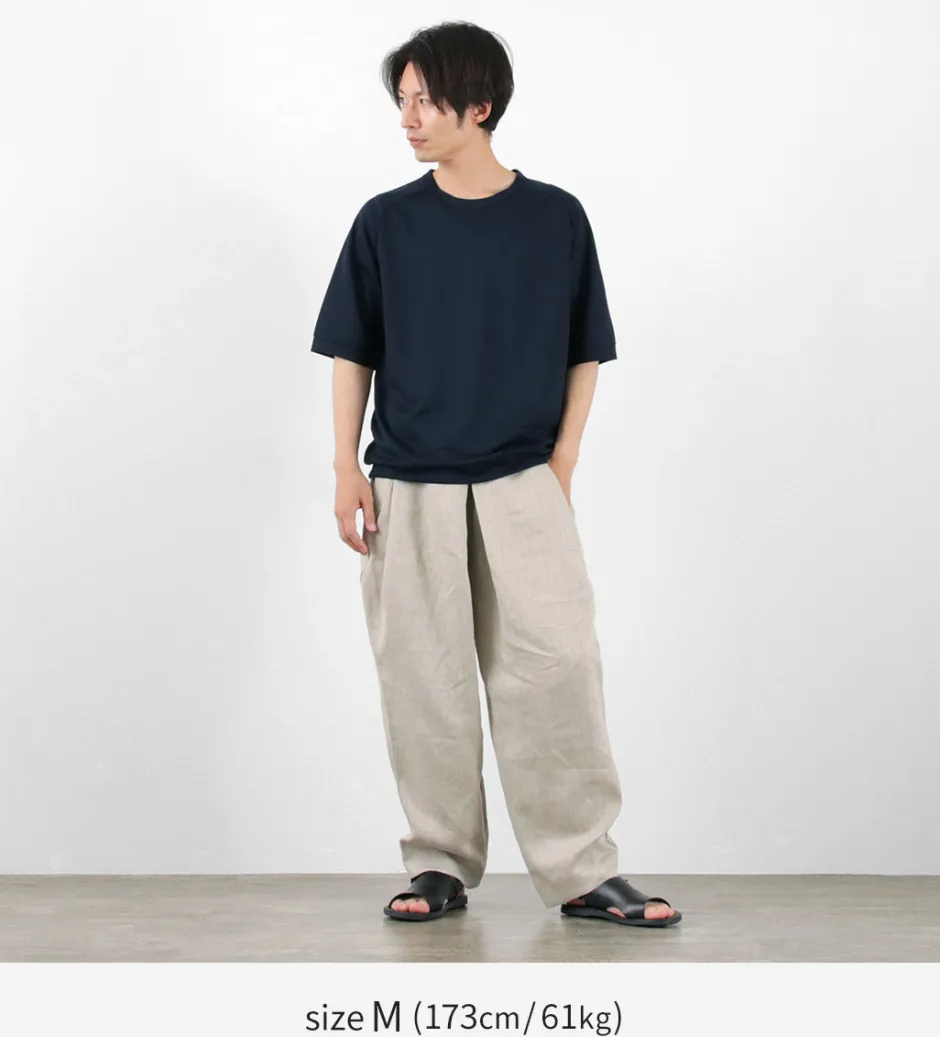 Trousers^ROCOCO / Vintage Linen Wide Tucked Easy Pants