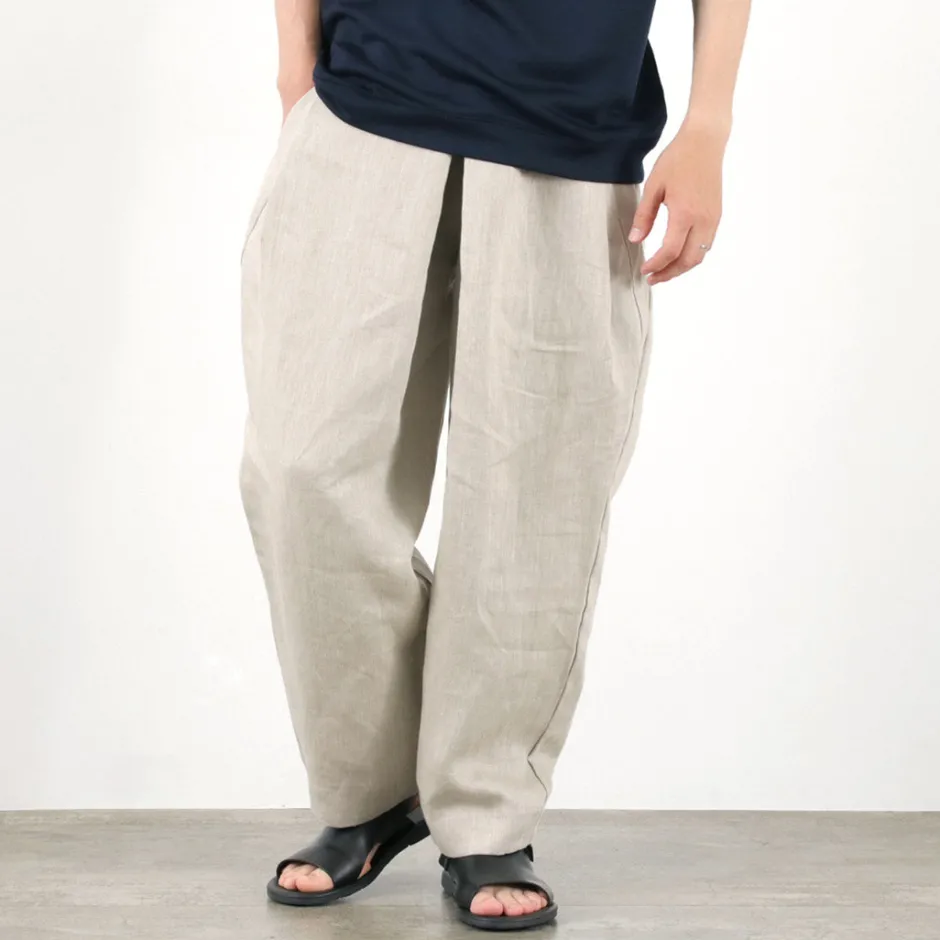 Trousers^ROCOCO / Vintage Linen Wide Tucked Easy Pants