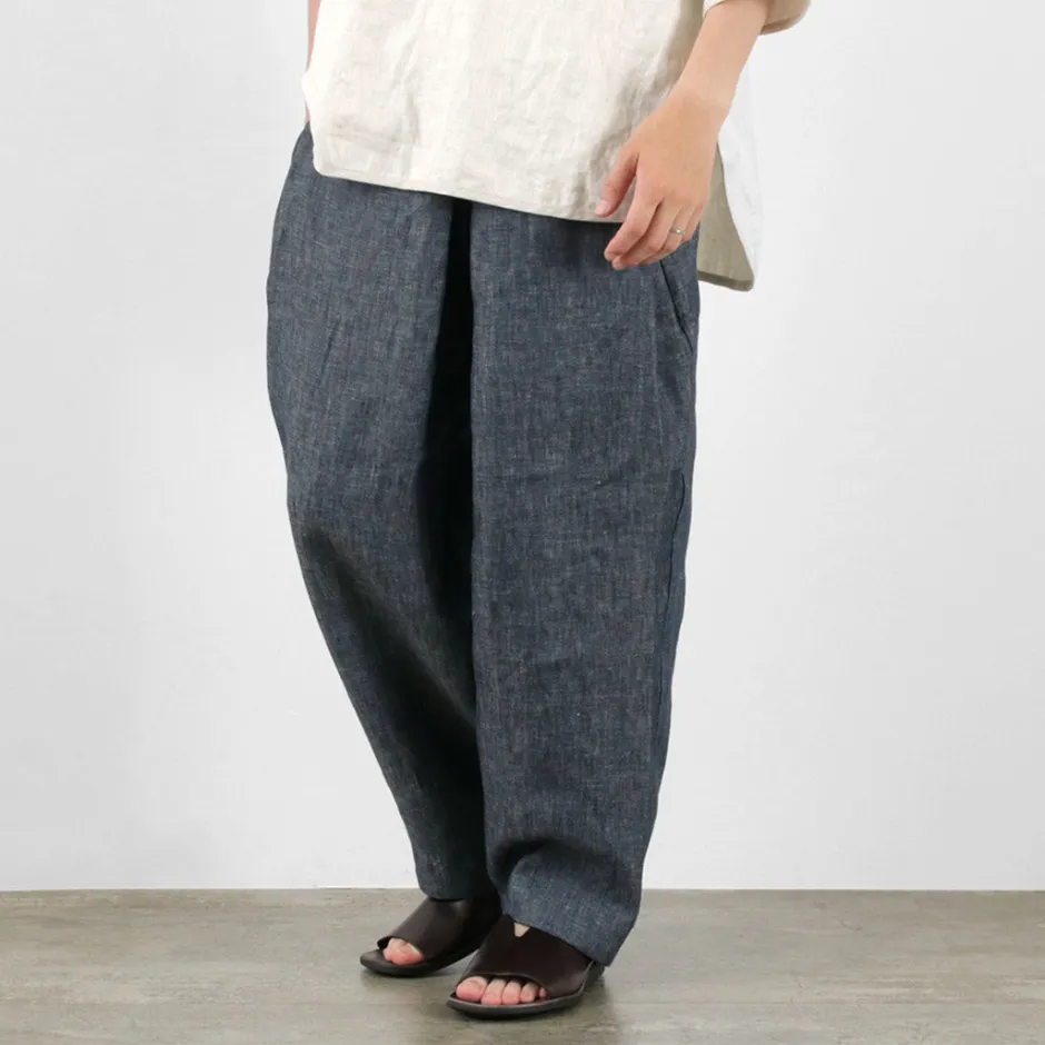Trousers^ROCOCO / Vintage Linen Wide Tucked Easy Pants