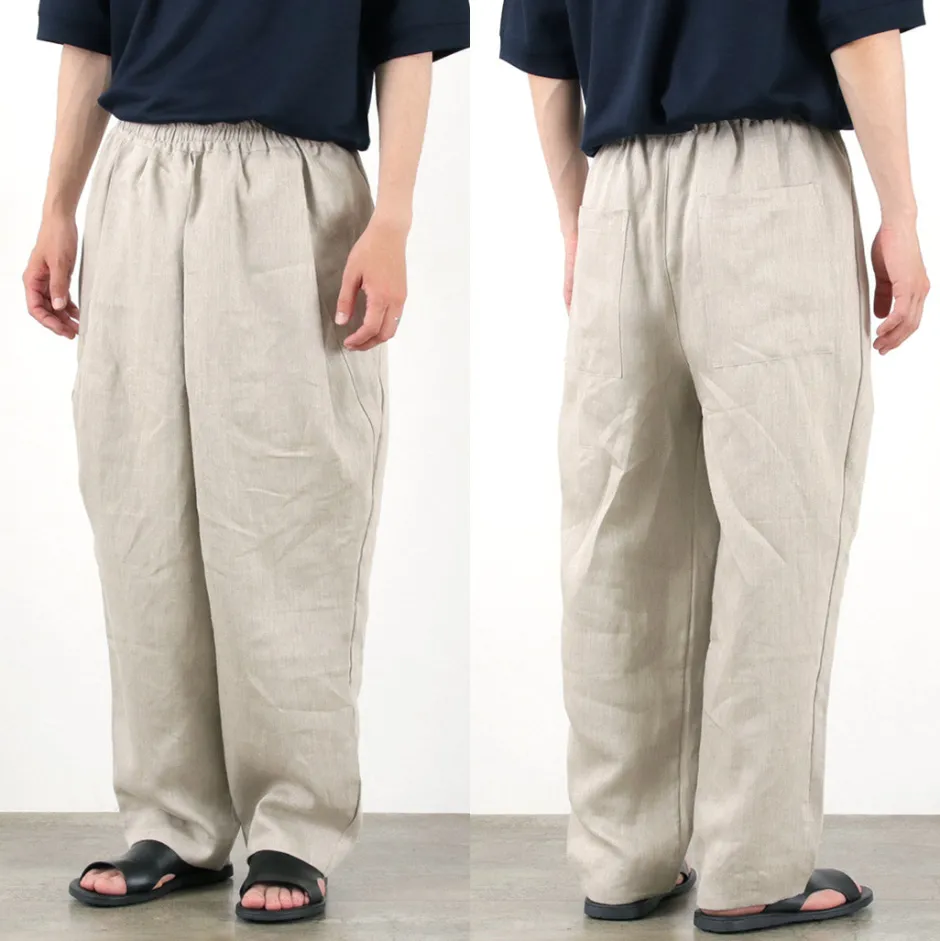 Trousers^ROCOCO / Vintage Linen Wide Tucked Easy Pants