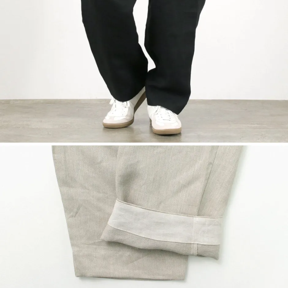 Trousers^ROCOCO / Vintage Linen Wide Tucked Easy Pants