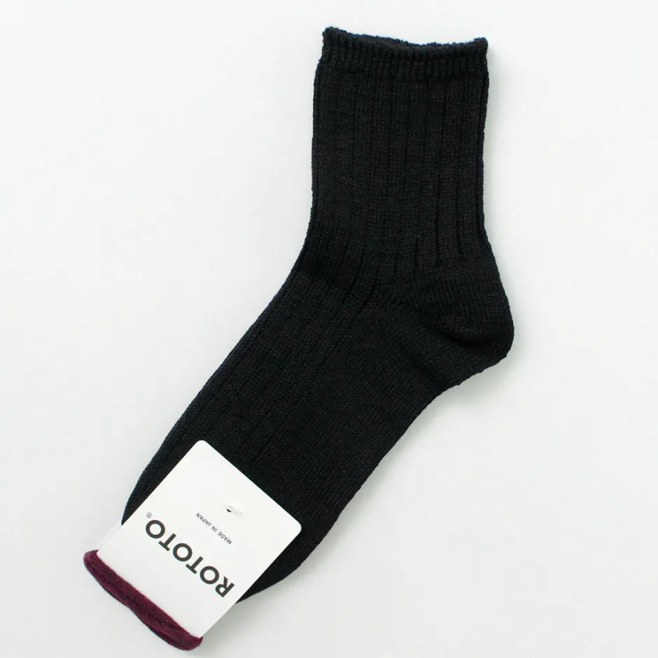 Socks^ROTOTO / R1462 Short linen cotton ribbed socks