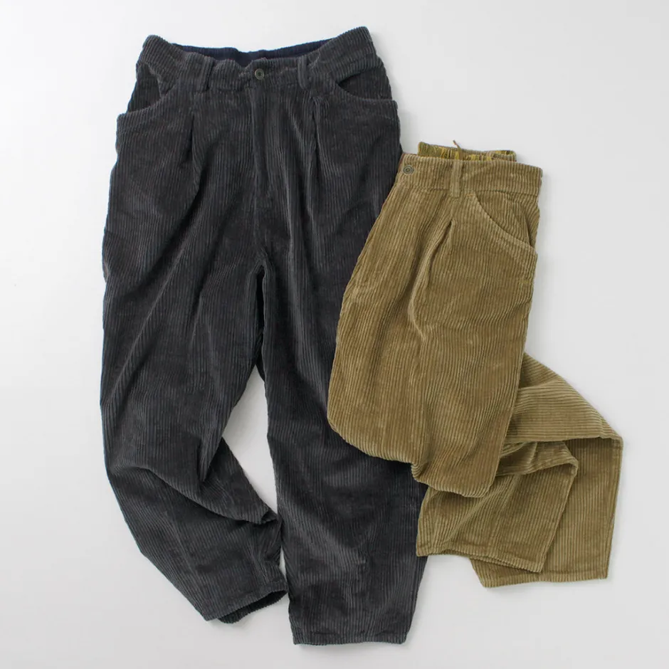 Trousers^SLOW HANDS / Wide Corduroy Poofy Tuck Pants