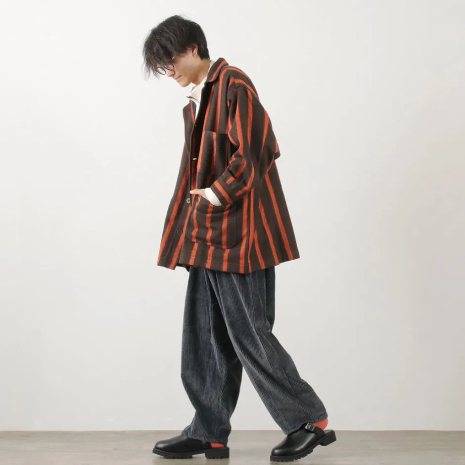 Trousers^SLOW HANDS / Wide Corduroy Poofy Tuck Pants