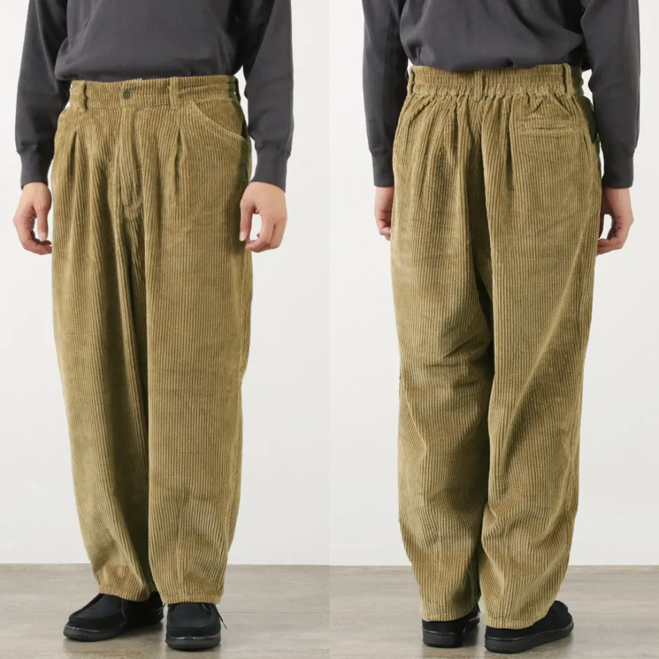 Trousers^SLOW HANDS / Wide Corduroy Poofy Tuck Pants