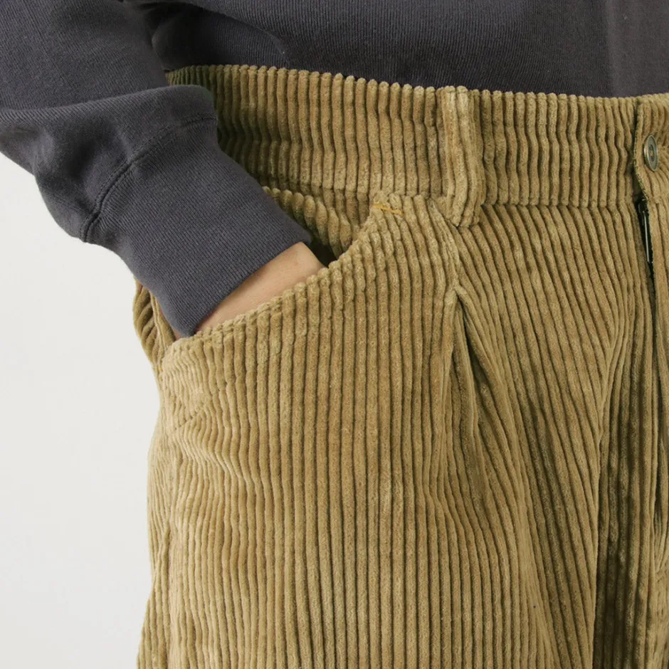 Trousers^SLOW HANDS / Wide Corduroy Poofy Tuck Pants