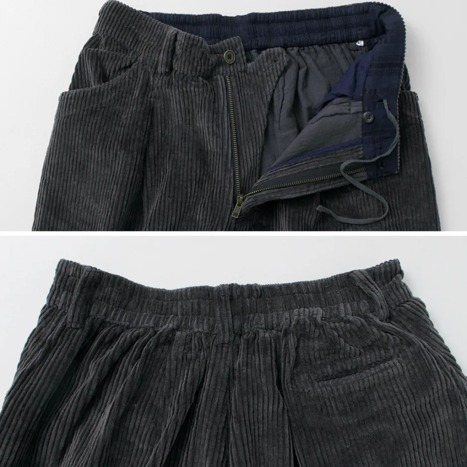 Trousers^SLOW HANDS / Wide Corduroy Poofy Tuck Pants