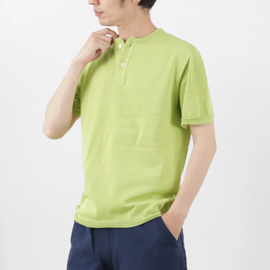 T-Shirts^SOGLIA / Cotton Fitted Seamless Henry Neck Knit Tee