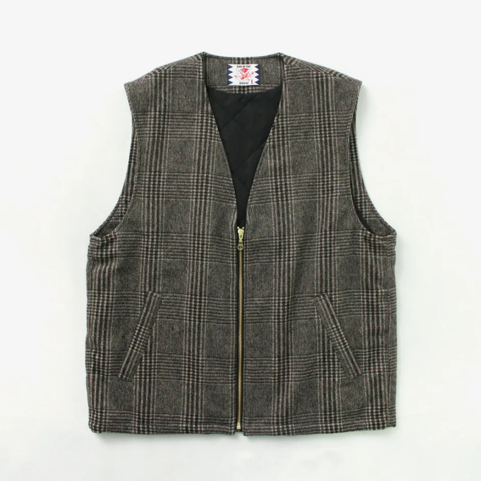 Vests^SON OF THE CHEESE / Check Wool Vest black