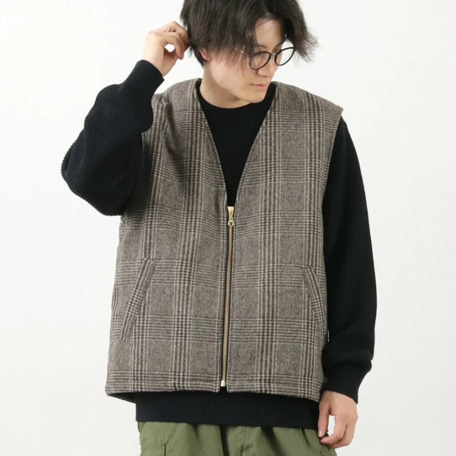 Vests^SON OF THE CHEESE / Check Wool Vest black