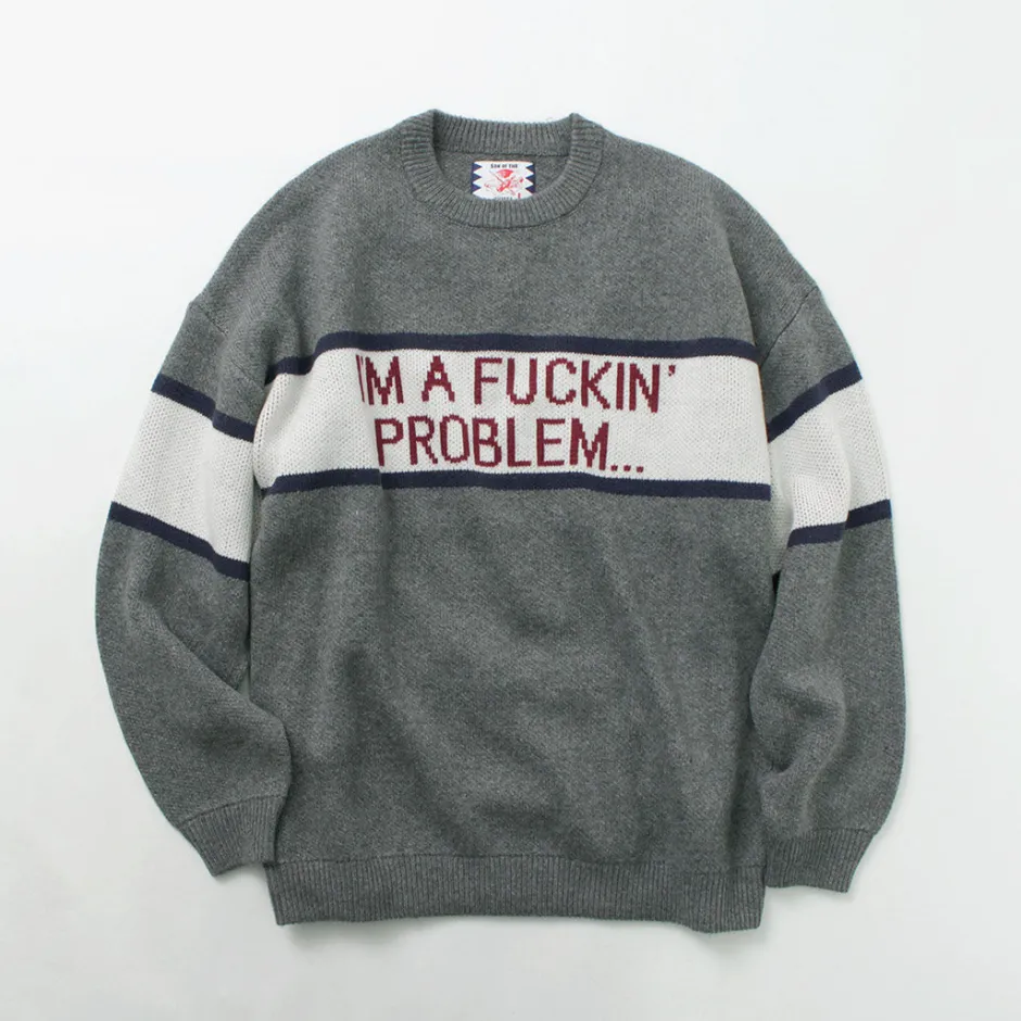 Knits^SON OF THE CHEESE / IM FUCKING PROBLEM Crew Sweater gray