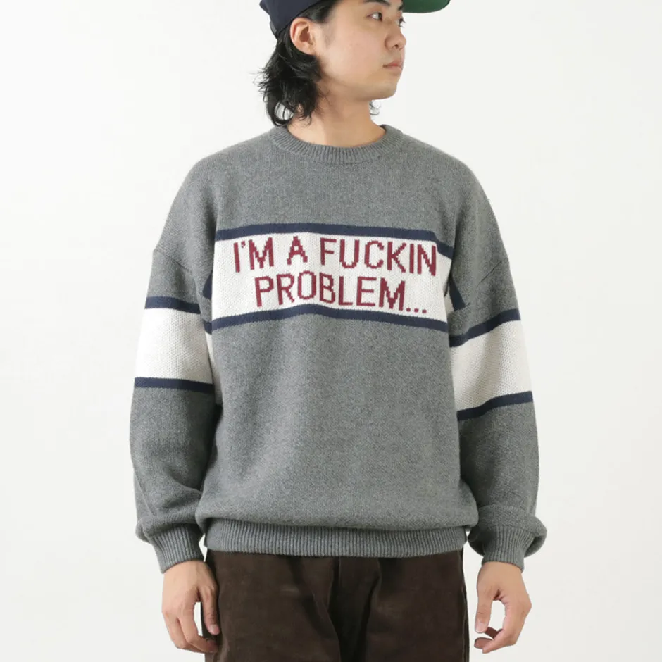 Knits^SON OF THE CHEESE / IM FUCKING PROBLEM Crew Sweater gray