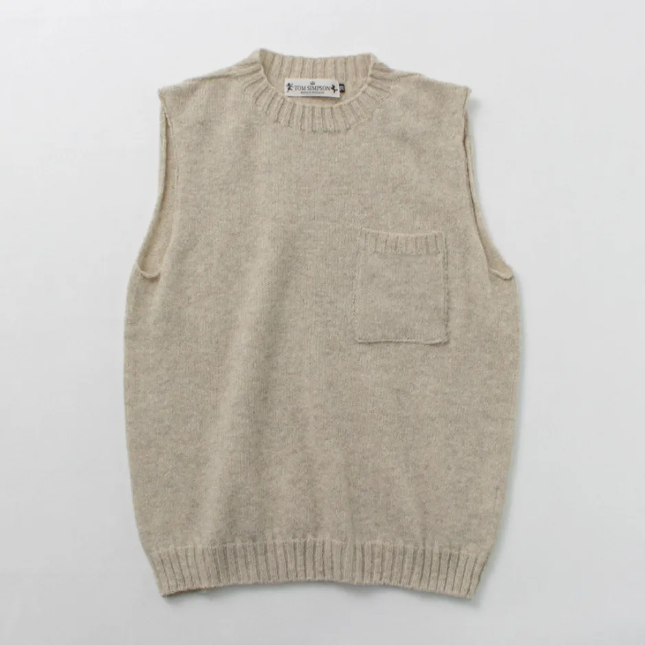 Knits^TOM SIMPSON / Crew Neck Pocket Knit Vest