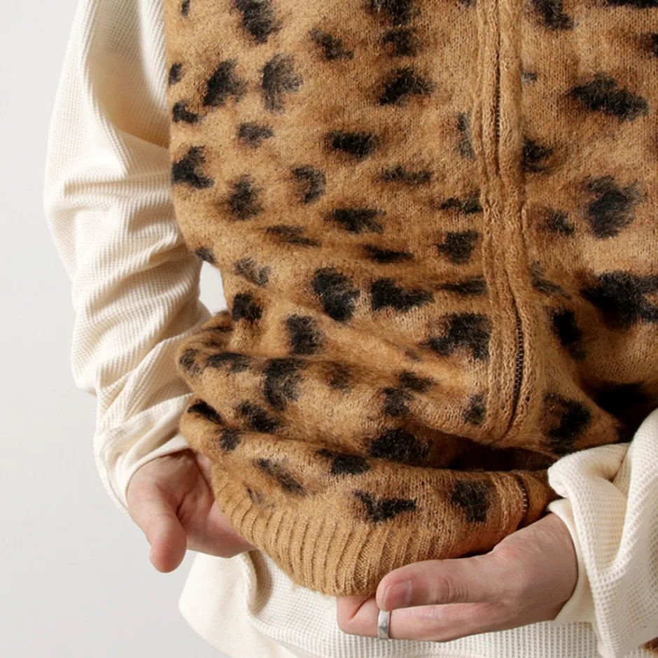 Knits^TOWN CRAFT / Shaggy Vintage Pattern Zipped Vest