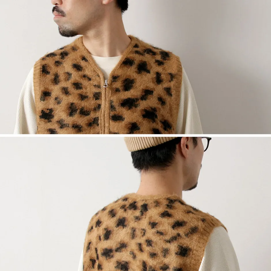 Knits^TOWN CRAFT / Shaggy Vintage Pattern Zipped Vest