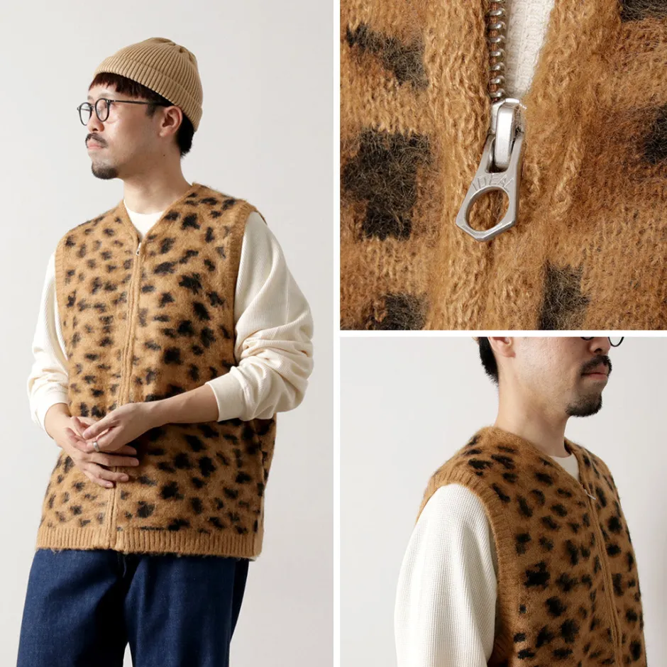 Knits^TOWN CRAFT / Shaggy Vintage Pattern Zipped Vest