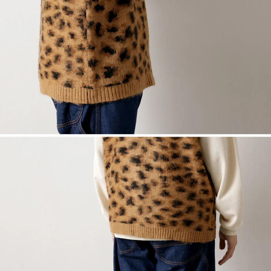 Knits^TOWN CRAFT / Shaggy Vintage Pattern Zipped Vest