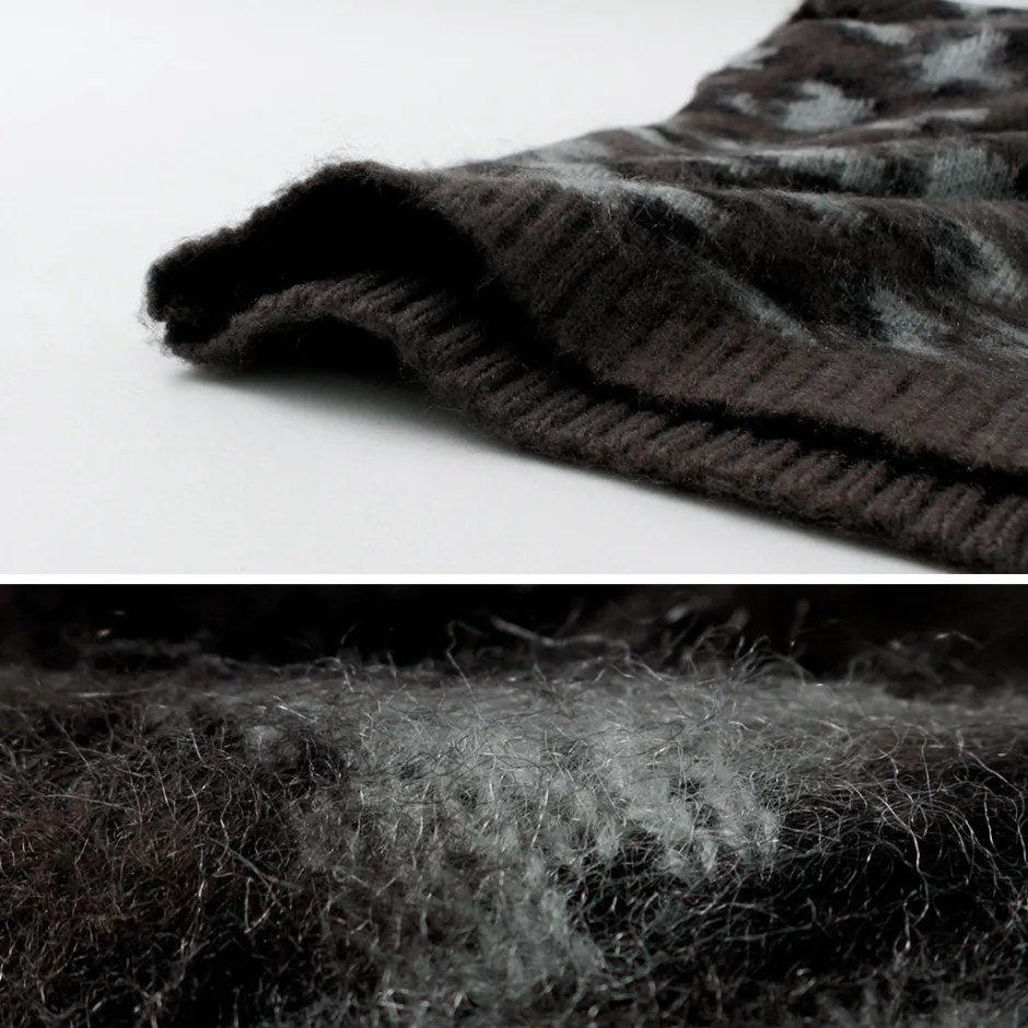 Knits^TOWN CRAFT / Shaggy Vintage Pattern Zipped Vest