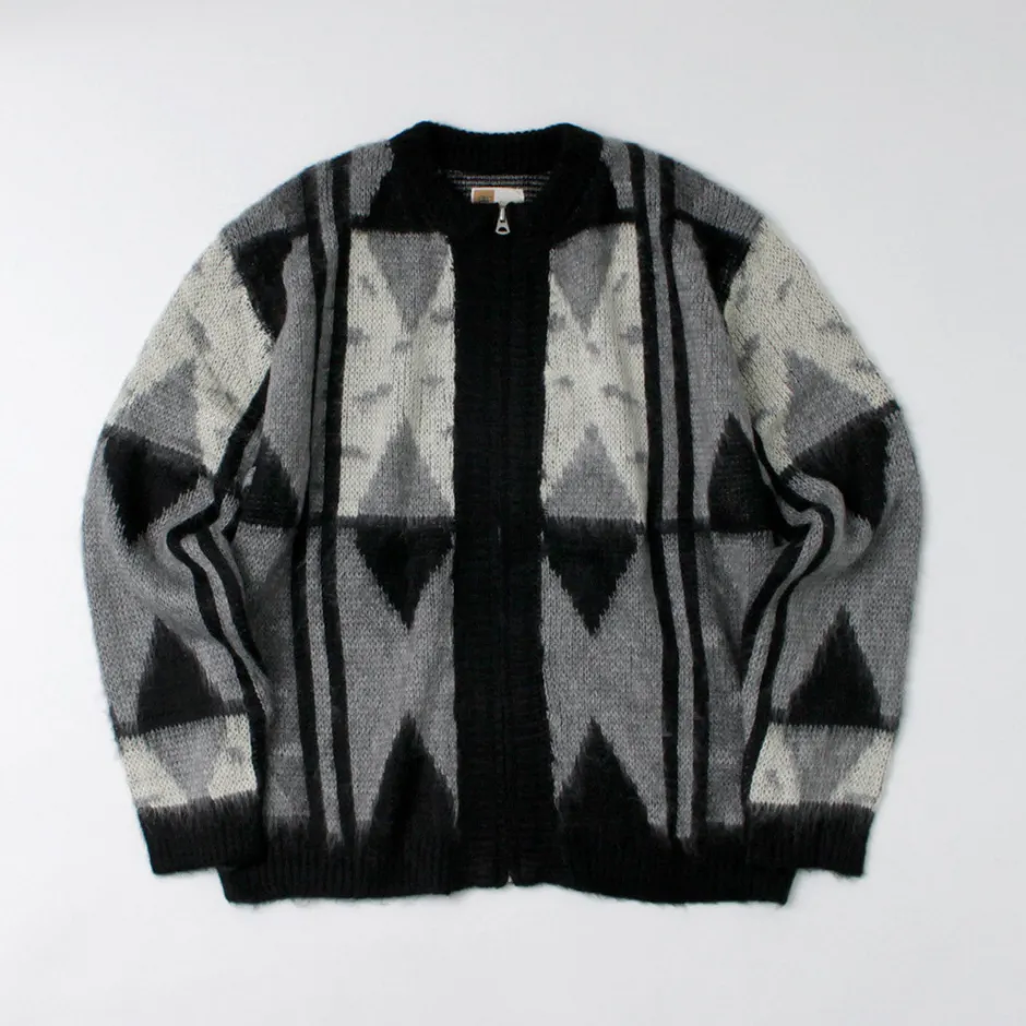 Cardigans^TOWN CRAFT / Vintage Jacquard Zip Cardigan black