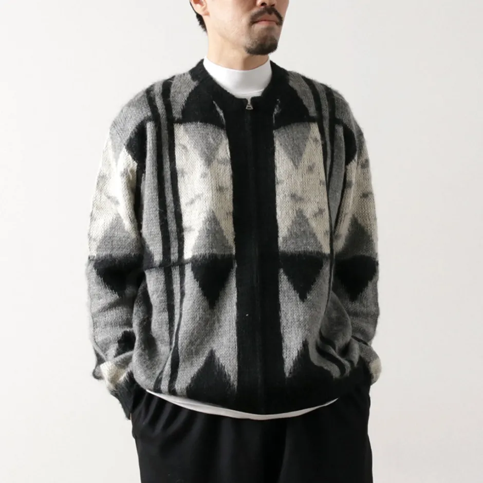 Cardigans^TOWN CRAFT / Vintage Jacquard Zip Cardigan black