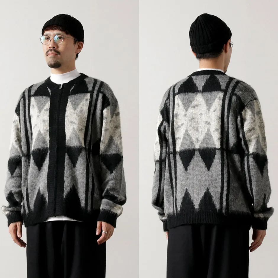 Cardigans^TOWN CRAFT / Vintage Jacquard Zip Cardigan black