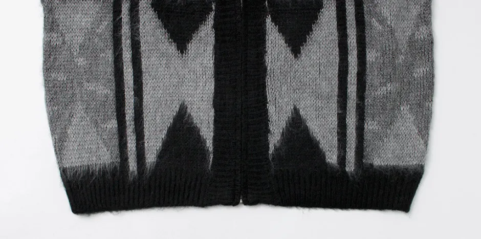 Cardigans^TOWN CRAFT / Vintage Jacquard Zip Cardigan black