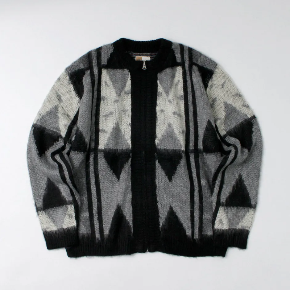 Cardigans^TOWN CRAFT / Vintage Jacquard Zip Cardigan black