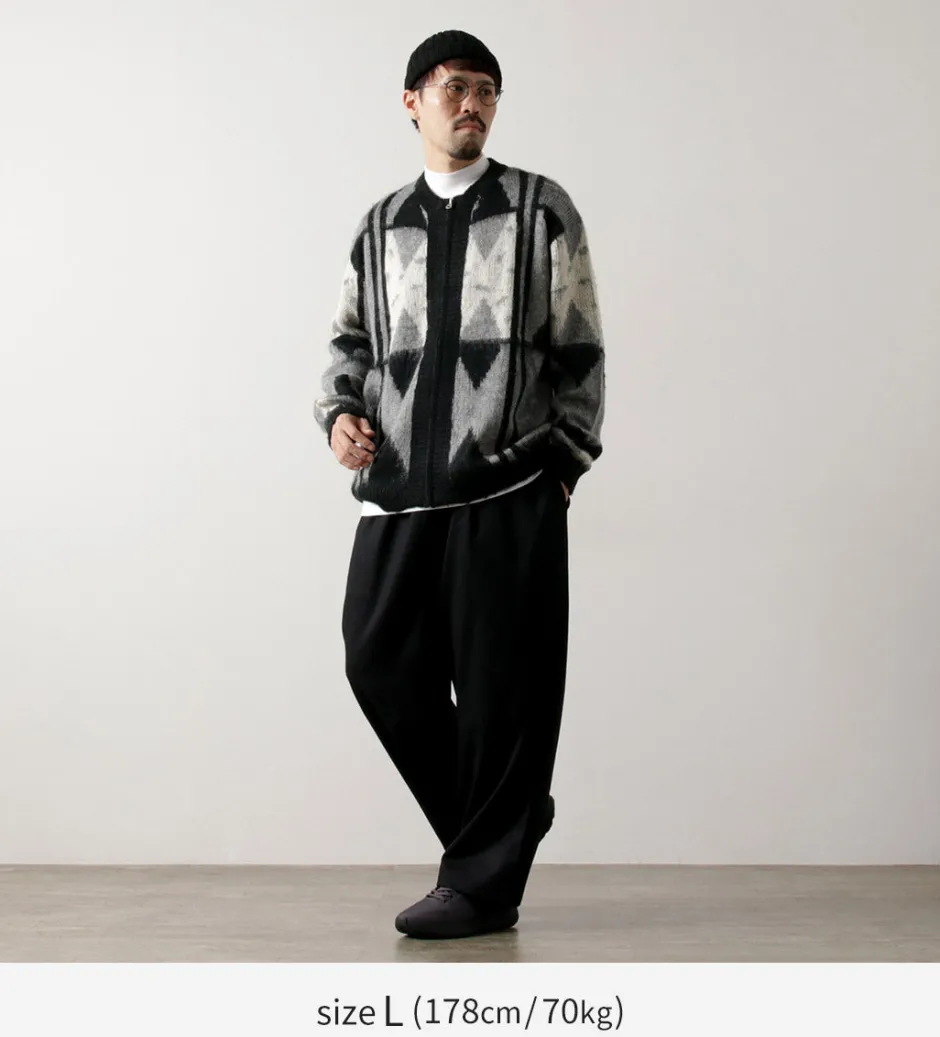 Cardigans^TOWN CRAFT / Vintage Jacquard Zip Cardigan black