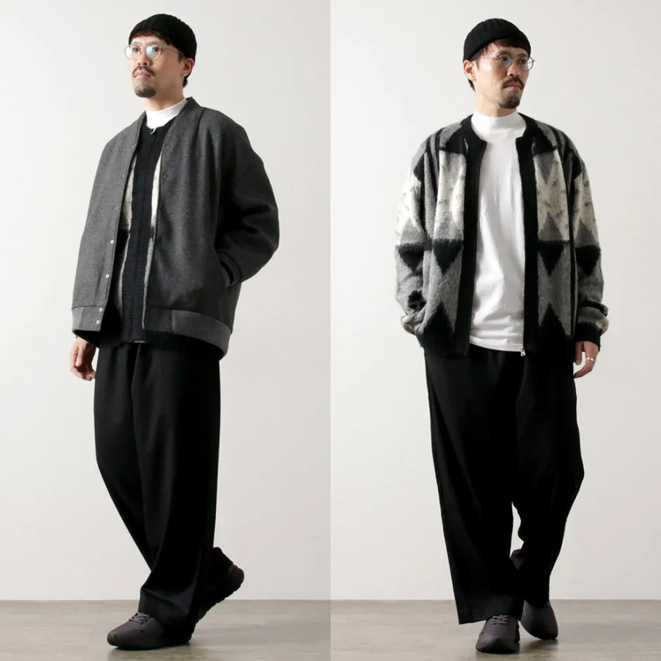 Cardigans^TOWN CRAFT / Vintage Jacquard Zip Cardigan black