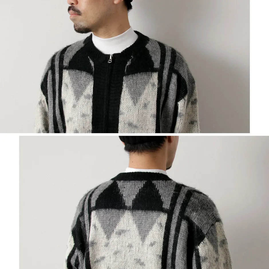 Cardigans^TOWN CRAFT / Vintage Jacquard Zip Cardigan black