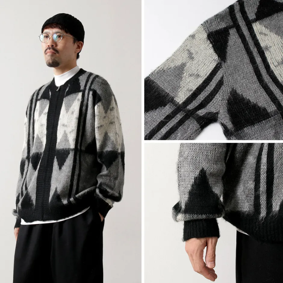 Cardigans^TOWN CRAFT / Vintage Jacquard Zip Cardigan black