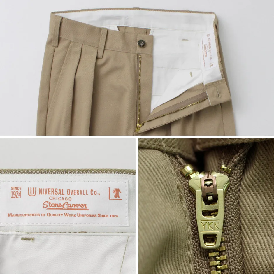 Work Pants & Chinos^UNIVERSAL OVERALL / Heritage T/C Relaxed 2-Tuck Trousers STONE CARVER