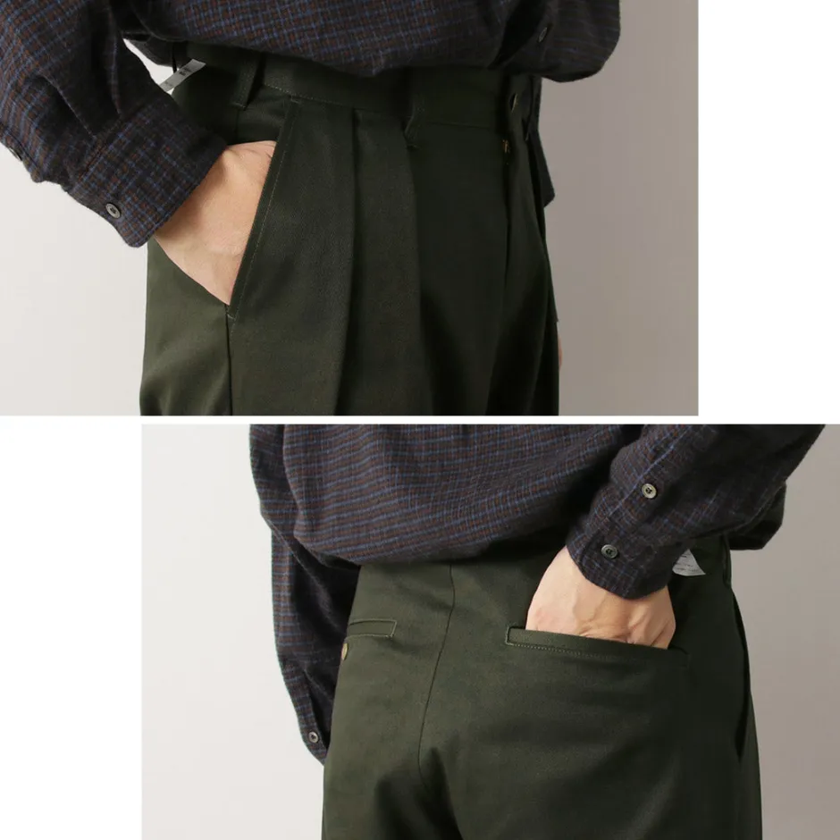 Work Pants & Chinos^UNIVERSAL OVERALL / Heritage T/C Relaxed 2-Tuck Trousers STONE CARVER