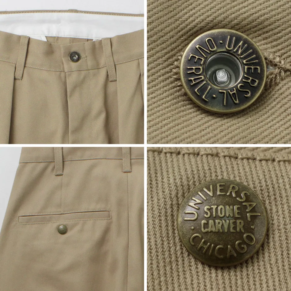 Work Pants & Chinos^UNIVERSAL OVERALL / Heritage T/C Relaxed 2-Tuck Trousers STONE CARVER