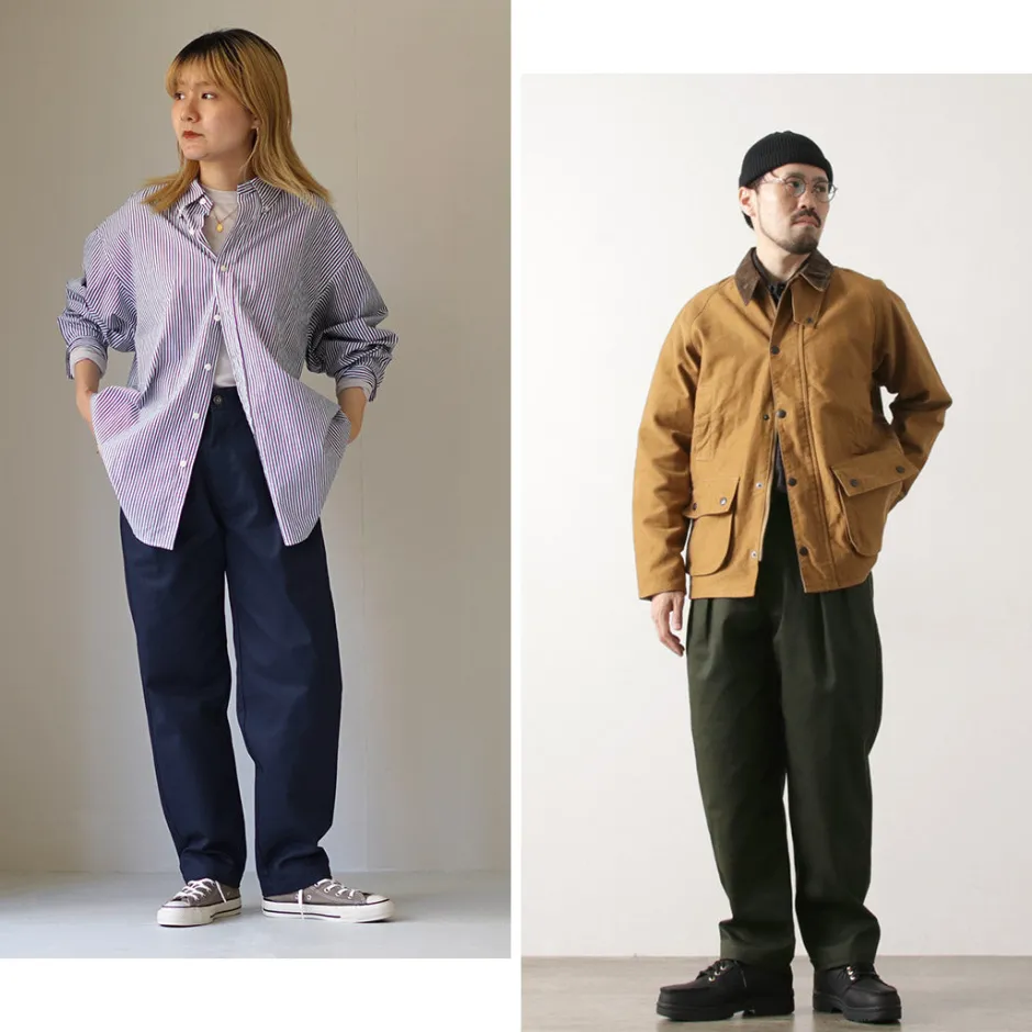 Work Pants & Chinos^UNIVERSAL OVERALL / Heritage T/C Relaxed 2-Tuck Trousers STONE CARVER