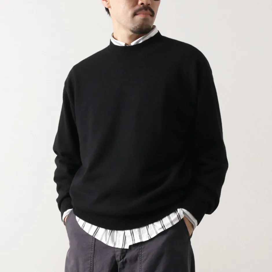 Knits^YONETOMI NEW BASIC / Rigid Cashmere Knit Pullover Garment Dyed black