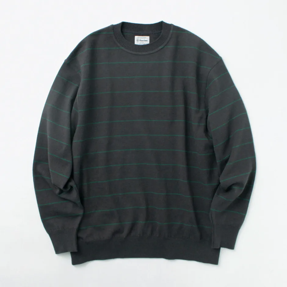 Knits^YONETOMI NEW BASIC / Wave Cotton Knit Pullover Striped