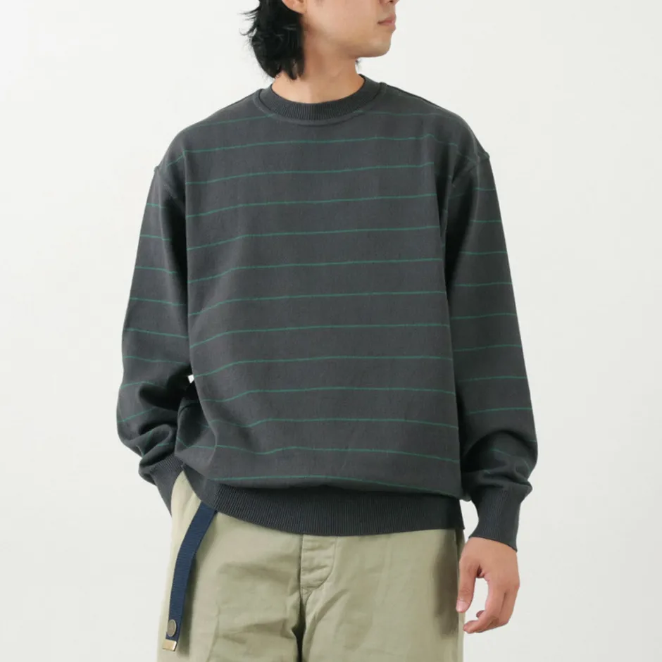 Knits^YONETOMI NEW BASIC / Wave Cotton Knit Pullover Striped